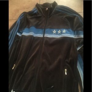 Adidas RARE Blue Velour Men’s Large Warm Up Jacket
